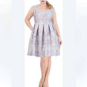 Vince Camuto Fit & Flare Occasion Floral Jacquard Purple Gold 18W